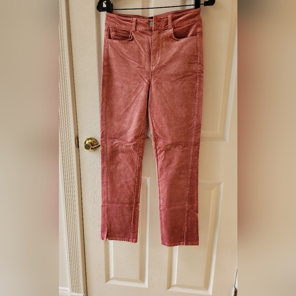 PAIGE Velvet high waist twisted seam slit jeans. Size 26. Color Pink - Picture 7 of 7